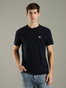 Tommy Hilfiger - Navy Blue Solid Regular Fit Cotton T-Shirt