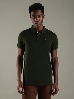 Tommy Hilfiger - Olive Solid Slim Fit Cotton Polo T-Shirt