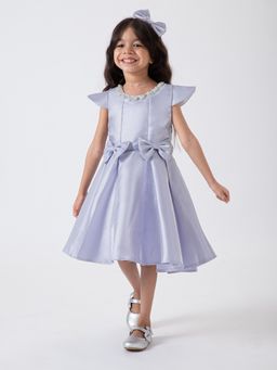 Hopscotch - Purple Bow Applique Pearl Dress with Headband