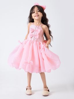 Hopscotch - Pink Bow Applique Dress with Headband