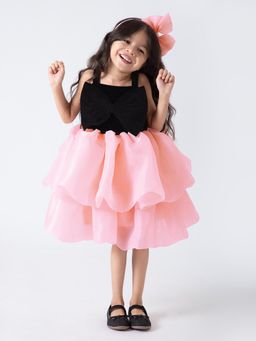 Hopscotch - Black Ruffle Embellished Dress with Headband