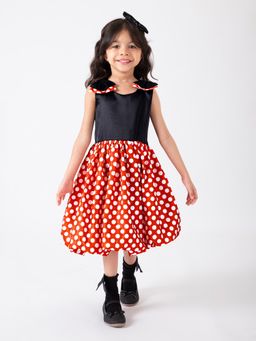 Hopscotch - Black Bow Applique Polka Dot Dress with Headband