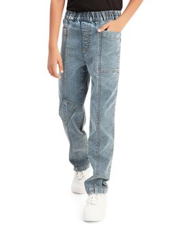 Olele - Faded Blue Boys Cotton Denim Elastic Jeans