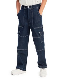 Olele - Raw Blue Boys Cotton Cargo Pockets Jeans