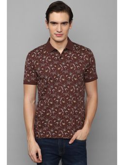 Allen Solly - Men Brown Print Polo Neck T-Shirt