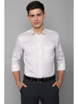 Louis Philippe - Men White Classic Fit Solid Full Sleeves Formal Shirt
