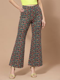 KASSUALLY - Women Multi Color Bell Bottom Floral Trouser