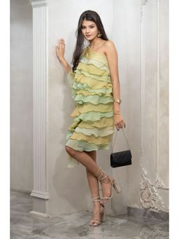 Label Swish - Bloom Green Ombre Organza Ruffle Dress