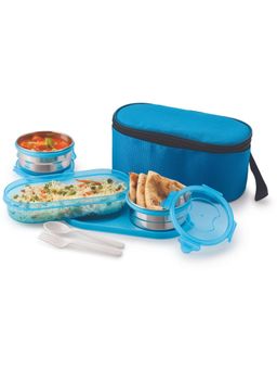 MAGNUS - Viva 3 Blue Stainless Steel Lunch Box with Carry Case -1050 ml