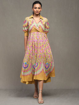 Ritu Kumar - Yellow Botanic Print Long Dress