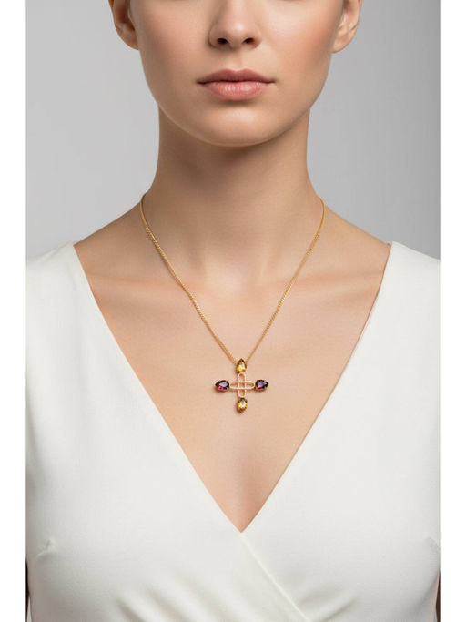 ORNAMAAS Sunshiay Multi-Color Pendant Necklace