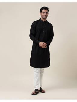 Fabindia - Black Cotton Slim Fit Long Kurta
