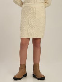 VERO MODA - Beige Cable Knit Skirt
