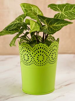 DecorTwist - Metal Planter Pots For Plants Green