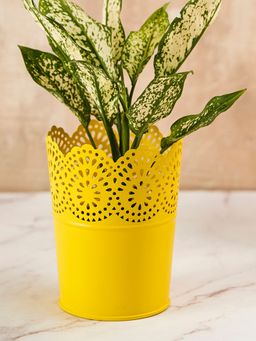 DecorTwist - Metal Planter Pots For Plants Yellow