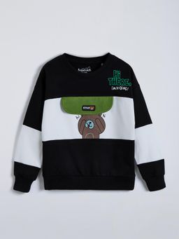 Hopscotch - Boys Black Graphic Print Full Sleeve Sweatshirt