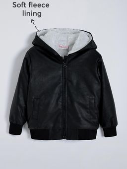 Hopscotch - Boys Black Full Sleeve Solid Jacket