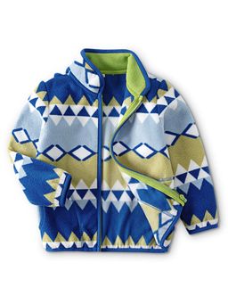 Hopscotch - Blue Geometric Textured Full Sleeve Jacket