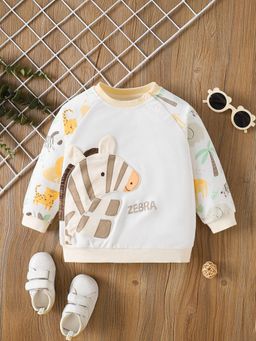 Hopscotch - White Animal Pattern Full Sleeve Sweatshirt
