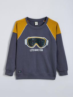 Hopscotch - Grey Pure Cotton Graphic Sweatshirt