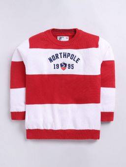 Hopscotch - Boys Red Full Sleeve Cotton Sweater