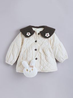 Hopscotch - White Floral Applique Long Coat