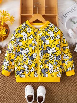 Hopscotch - Yellow Typographic Ribbed Jacket