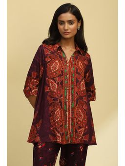 Biba - Womens Brown Printed Regular Fit Straight Tunic