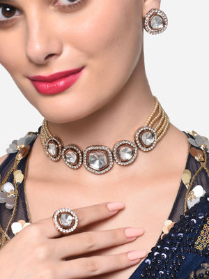 Buy Zaveri Pearls Bronze Colour Multistrand Choker Necklace