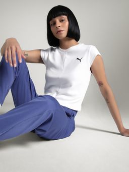 Puma - White Wardrobe Women's Slim Fit Ribbed Crop T-Shirt