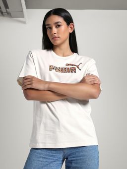 Puma - White Printed Women's Relaxed Fit T-shirt