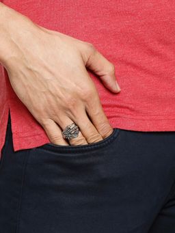 OOMPH - Silver Stainless Steel Vintage Gothic Dragon Claw Biker Fashion Ring (9)