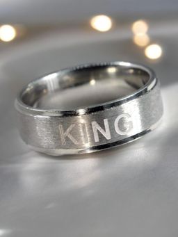 OOMPH - Silver Stainless Steel King Inscribed Band Ring (9)