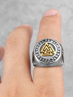 OOMPH - Silver Triple Valknut Ring Rune Circle Symbol Norse Scandinavian Viking Ring (9)