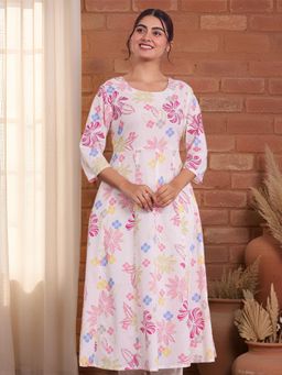 ARAMYA - Off White Floral Round Neck Kurta
