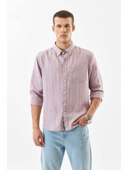 Snitch - Mauve Stripes Full Sleeves Regular Casual Shirt For Men