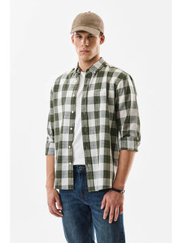Snitch - Green Checks Full Sleeves Regular Casual Shirt For Men