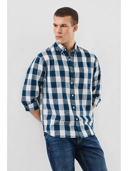 Snitch - Blue Checks Full Sleeves Regular Casual Shirt For Men