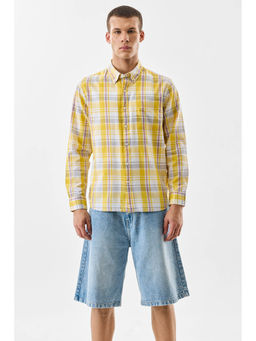 Snitch - Yellow Checks Full Sleeves Regular Casual Shirt For Men