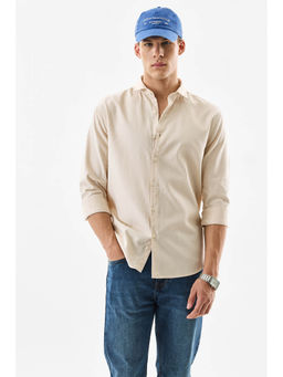 Snitch - Beige Micro Check Full Sleeves Regular Casual Shirt For Men