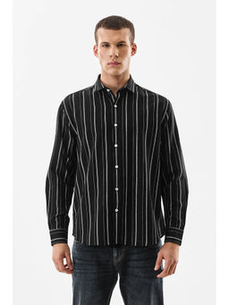 Snitch - Black Stripes Full Sleeves Regular Casual Shirt For Men