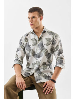 Snitch - Off White Floral Full Sleeves Slim Casual Shirt For Men