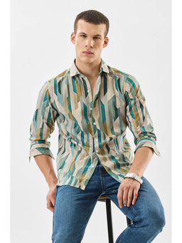 Snitch - Multi-Color Abstract Full Sleeves Slim Casual Shirt For Men