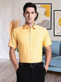 Southbay - Yellow Men's Linen Cotton Half Sleeve Formal Shirt