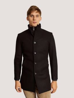 Bruun & Stengade - Men Black Solid Overcoat