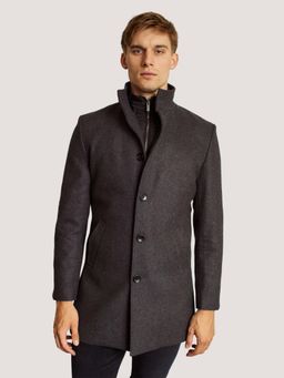 Bruun & Stengade - Men Grey Solid Overcoat