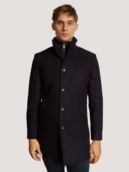 Bruun & Stengade - Men Navy Blue Solid Overcoat