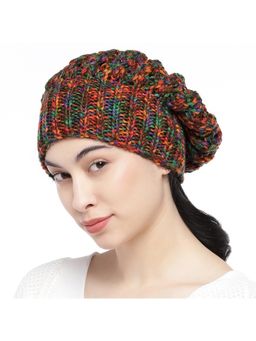 Magic Needles - Women Multicoloured Handmade Knit Slouchy Shroom Wool Blend Beanie