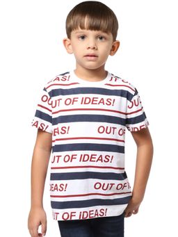 Jack & Jones Junior - Boys White Striped Crew Neck T-shirt