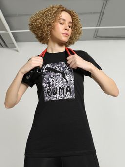 Puma - GRAPHIC SCRIPT Women's Black T-Shirt